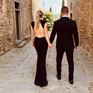 Elegant Black Backless Gown